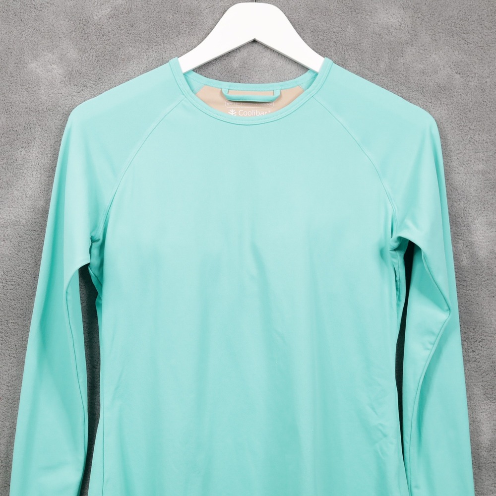 COOLIBAR Kawela Swim Top Aqua Blue‎ UPF 50+ Long Sleeve Rash Guard Sz XS - Picture 2 of 8
